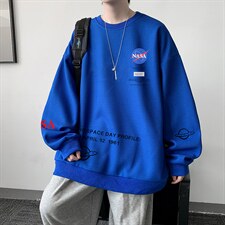 NASA华夫格卫衣圆领卫衣男长袖t恤男外套HW76243-P30加绒款-P40，男装卫衣，电商A040