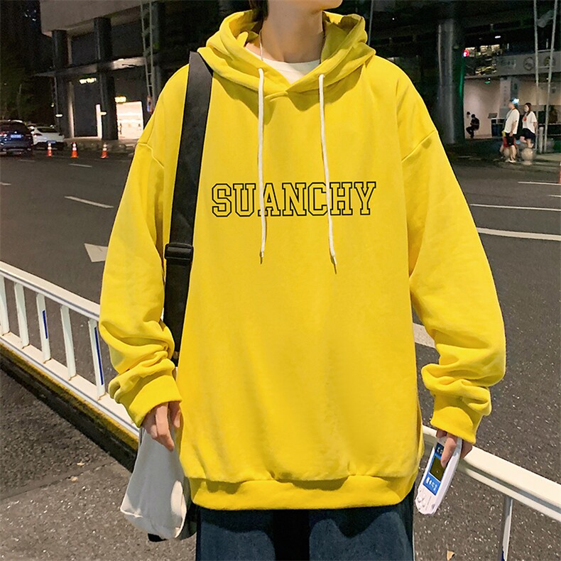 WY2229-P35纯棉连帽卫衣男大码运动帽衫宽松薄外套男,男装卫衣,电商A040