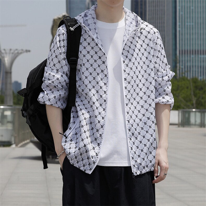 2025男士夏季印花防晒衣女款加大码连帽防晒衣1502-F001-P15，男装防晒衣，星座1502-1