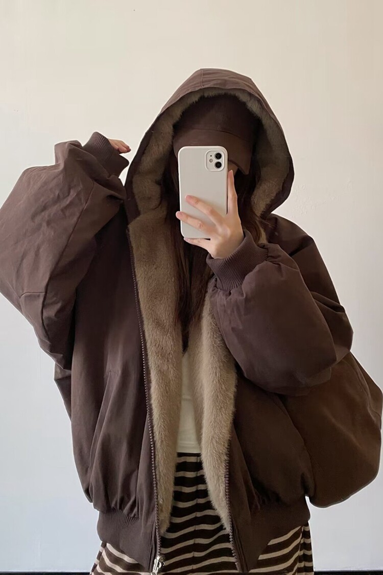 美式复古座山雕短款连帽毛领棉服女冬派克服棉衣外套,男装棉衣,星座218-8