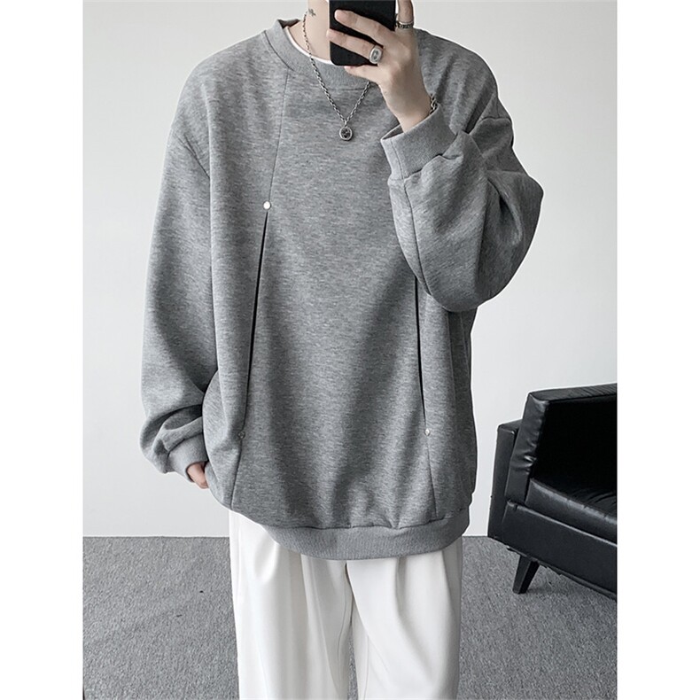WY10152-特P45控78小众撞色拼接破缝假两件大码男大码情侣卫衣,男装卫衣,电商A059