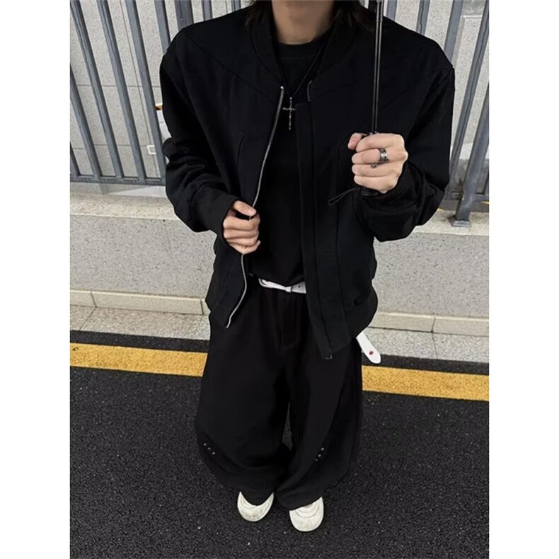 短款时尚拉链夹克外套男女春季显瘦V领开衫宽松长袖上衣JW6726,男装夹克,星座1116A（原606A-3）