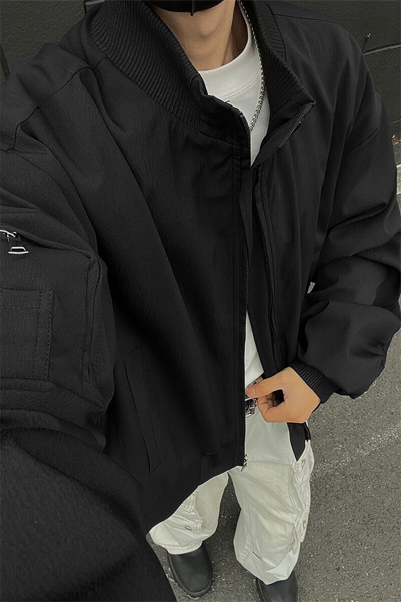 男装黑墙春季飞行服夹克春装大码cleanfit宽松拉链外套S381-特88,男装夹克,电商A233-1