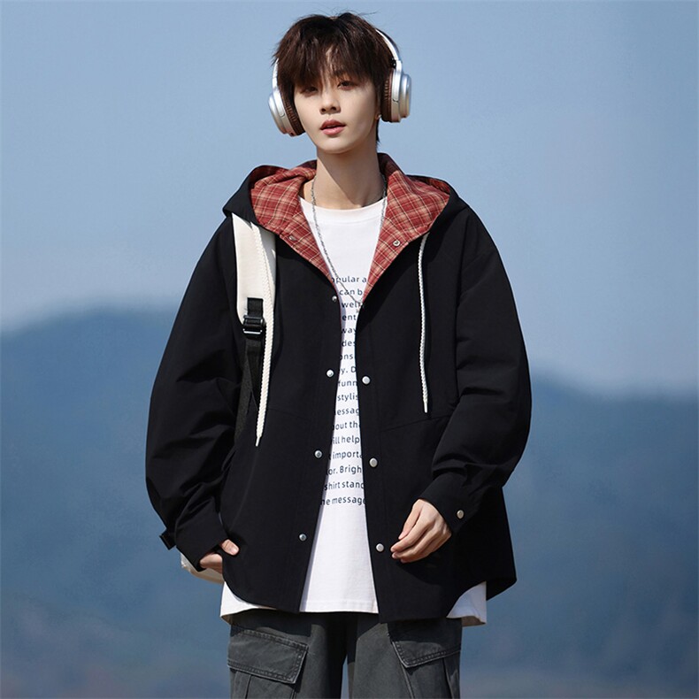 85815-P65M-8XL2026春季新款大码连帽开衫天丝棉衬衫外套，男装衬衫，星座109