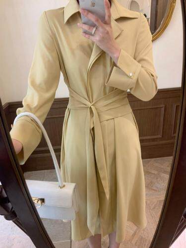 独屿2021春收腰设计连衣裙，女装连衣裙，独屿