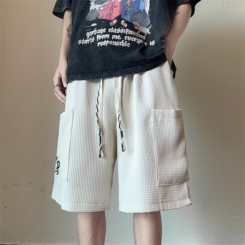 2023夏季新款外景大码港风大口袋刺绣短裤JK443-P30,男装休闲裤,星座1109-3
