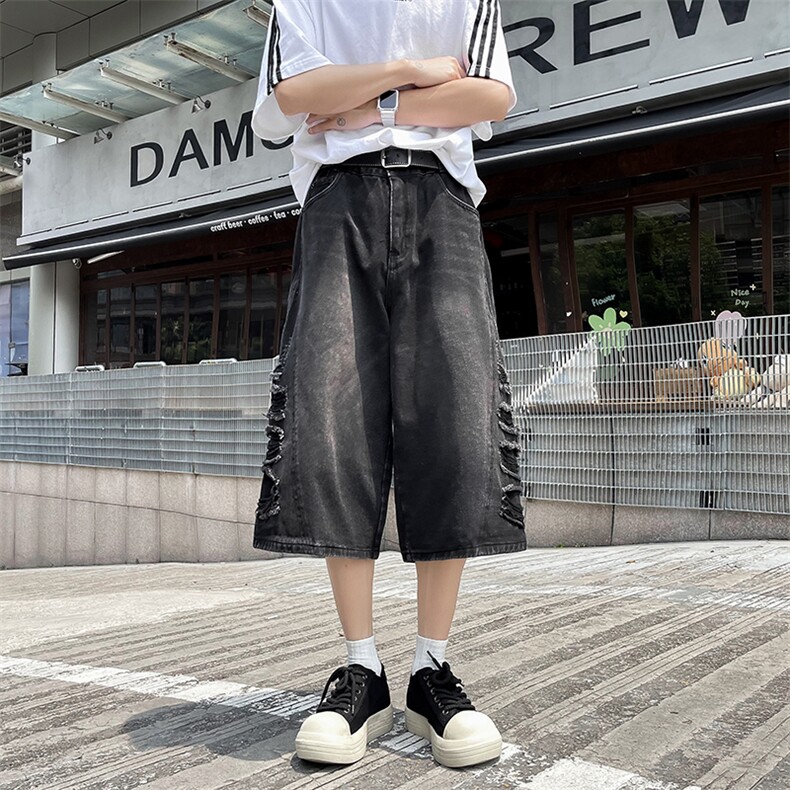 高街vibe破洞牛仔裤男夏美式设计感直筒裤子潮牌D0313-P45,男装牛仔裤,星座308B-2