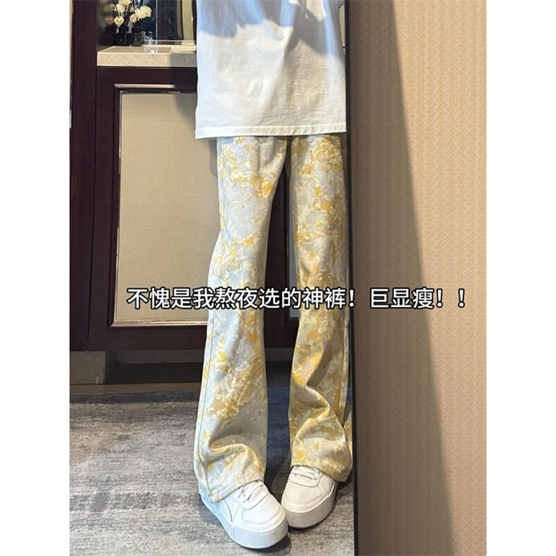 B221 美式ins高街暗黑宽松直筒印花牛仔裤LK25439-特P45控78图片