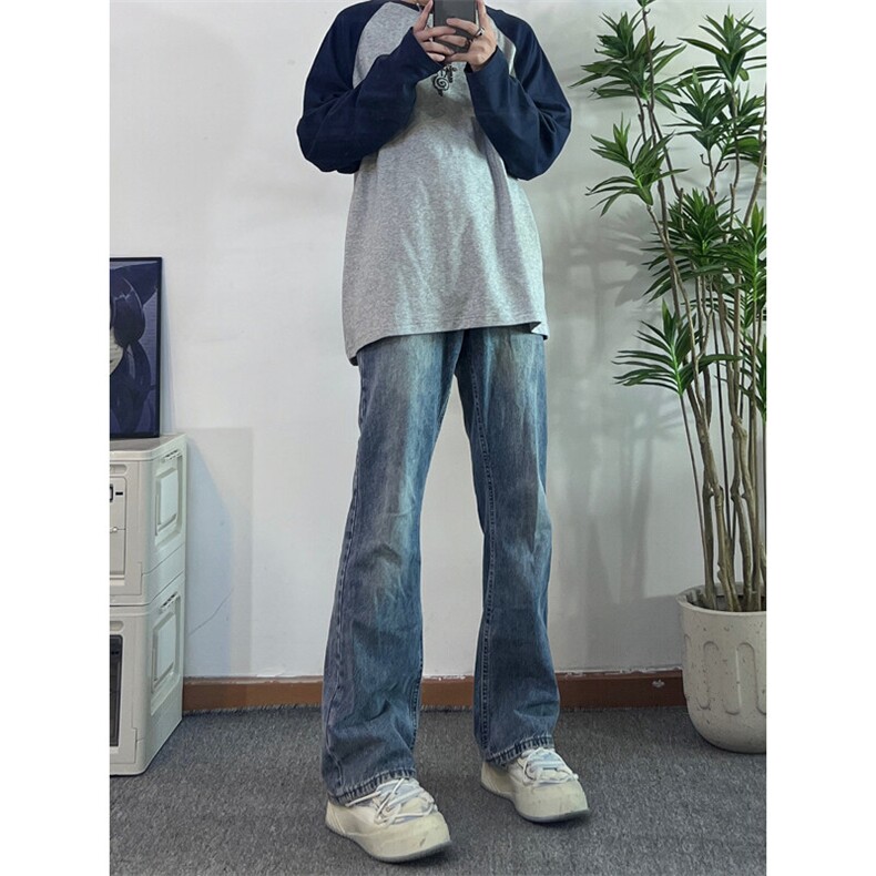 美式hiphop牛仔裤修身直筒微喇叭裤68,男装牛仔裤,星座310A-4