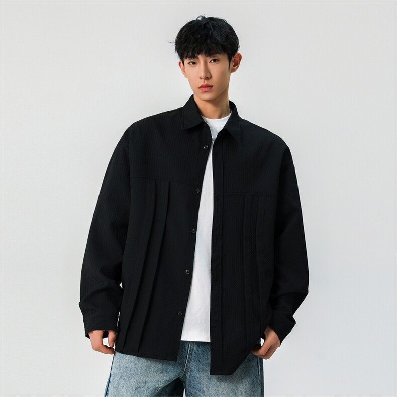 春季新款百搭长袖翻领衬衫纯色宽松舒适休闲外套A406C6025特P55,男装衬衫,星座309（原A406）