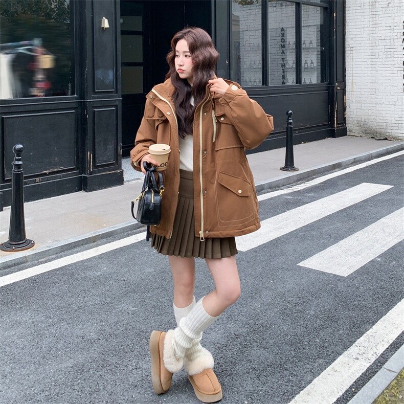 韩系工装派克羽绒服女2025冬季新款高端洋气休闲保暖90白鸭绒外套,女装羽绒服,玖莱伊