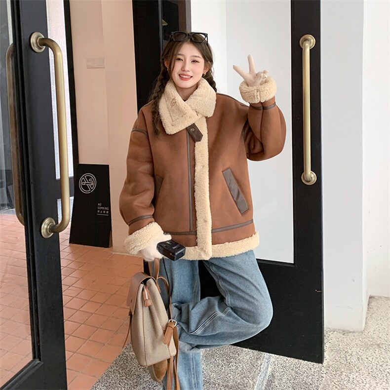 2023年冬季皮毛一体羊羔毛B190-82506-p195-K288，女装羊羔毛/颗粒绒，一九零