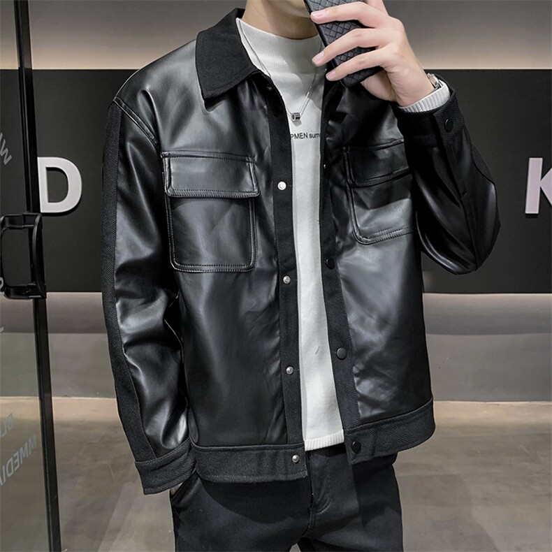 社会小伙男士秋冬皮衣2025秋季长袖夹克店主风JK8008-P130,男装夹克,电商A236