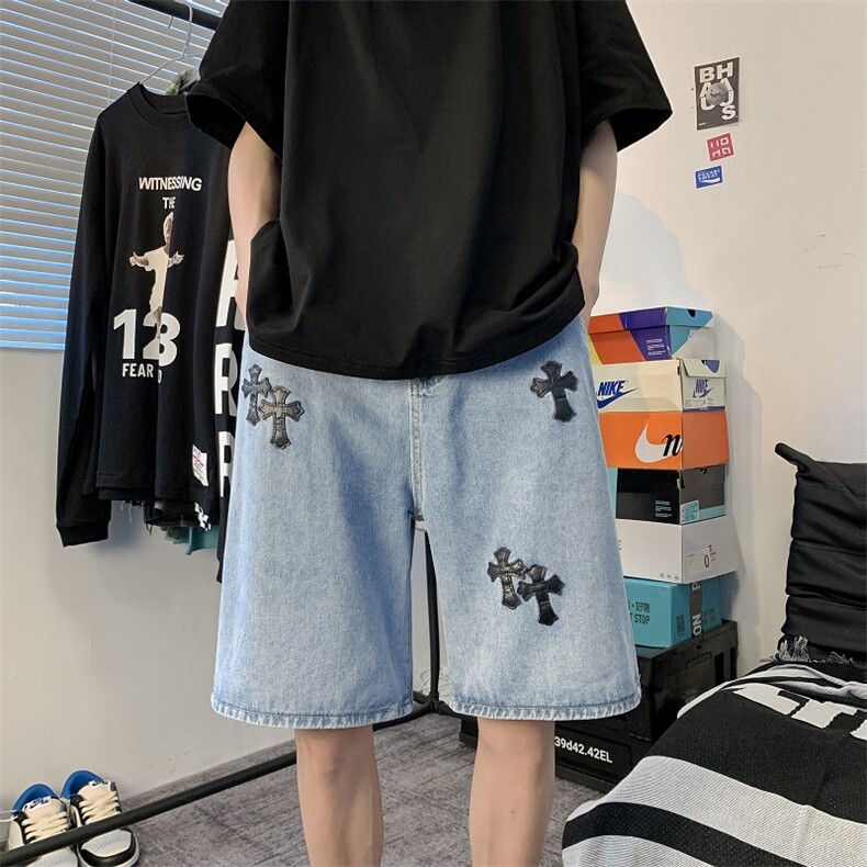 情侣宽松短裤潮流百搭夏季五分裤运动薄款hiphop裤子男K3565-P36,男装牛仔裤,星座512-3