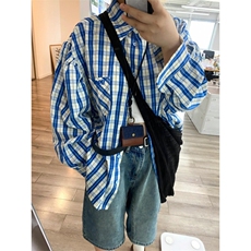 【有货】cleanfit蓝白格子衬衫男美式复古长袖衬衣N316LL-特P45，男装衬衫，星座1007（原301D）