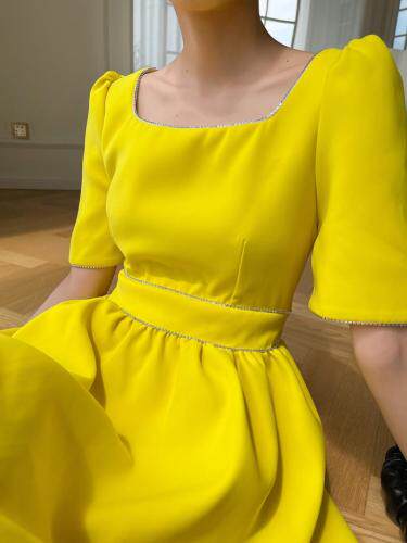 春季新款～方领钻边连衣裙，女装连衣裙，LION&CAT(2F)