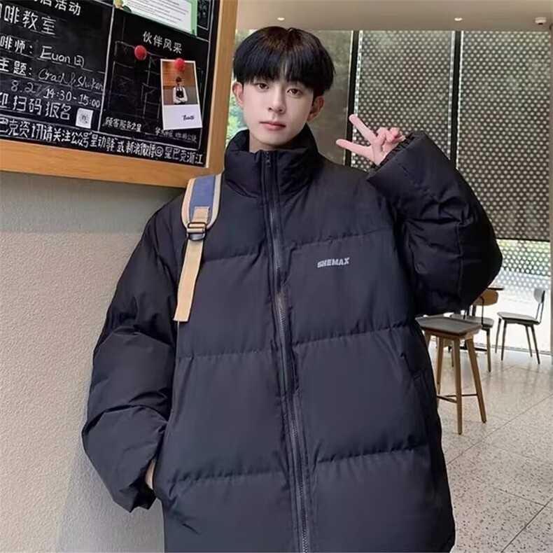 情侣棉服男女港风2025年新款小众立领设计感宽松棉衣面包服外套,男装棉衣,星座506A