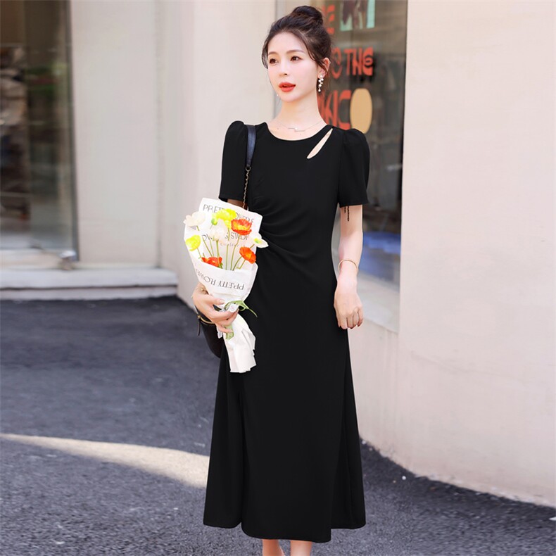 红色连衣裙女2025夏季新款高级感法式气质名媛别致绝美修身开叉裙,女装连衣裙,意芙