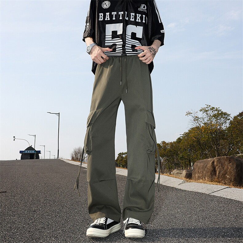 8XL-M 工装裤男冰丝垂感降落伞速干休闲阔腿美式运动裤夏K9134P48图片