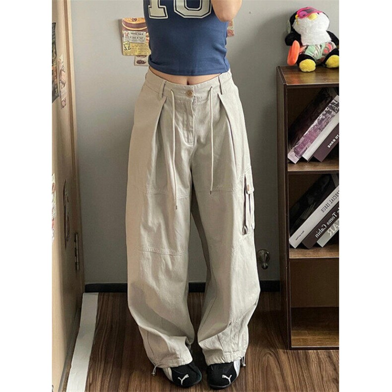 复古休闲裤男夏季慵懒风阔腿工装裤子大口袋宽松百搭长裤 KX1568图片
