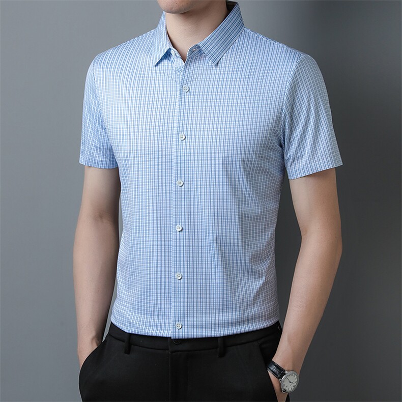 男士2023年夏季新款百搭衬衫男短袖商务休闲衬衣男装，男装衬衫，电商B360