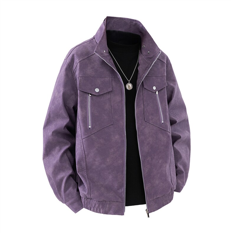 得物二开秋季男士美式潮牌机车服皮衣宽松男女皮夹克JK1190-P90,男装皮衣,星座1103-3
