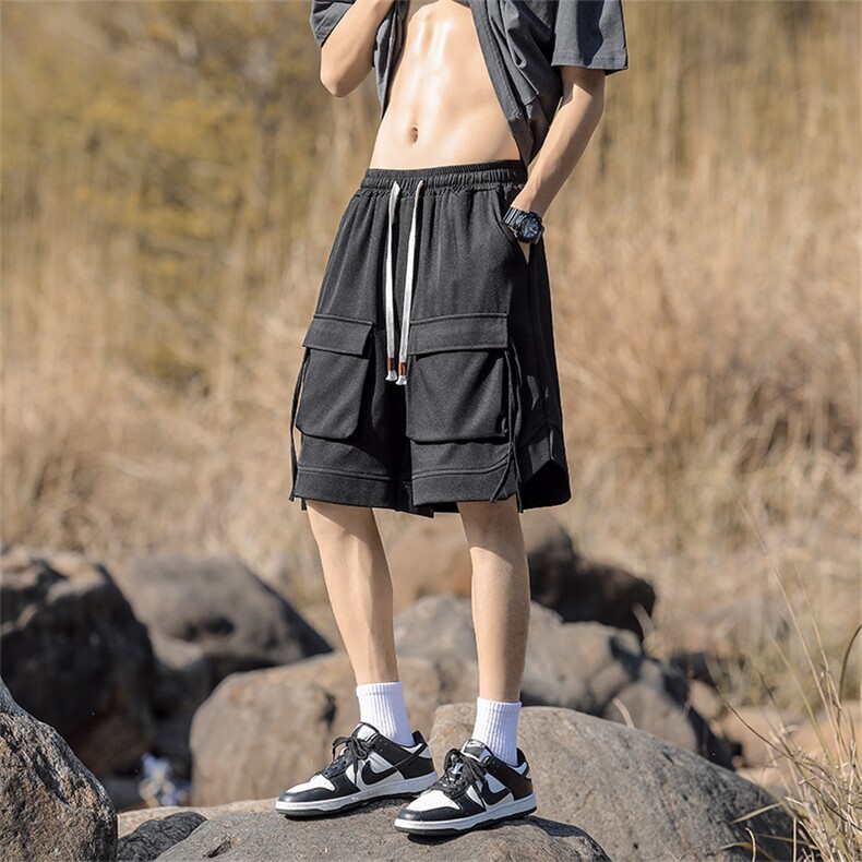 美式工装短裤男夏季大口袋飘带运动五分裤A407P40,男装牛仔裤,电商A309