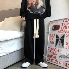欧美hiphop裤子高街ins潮坠感黑白拼接阔腿裤K1944P28，男装休闲裤，星座1116-2