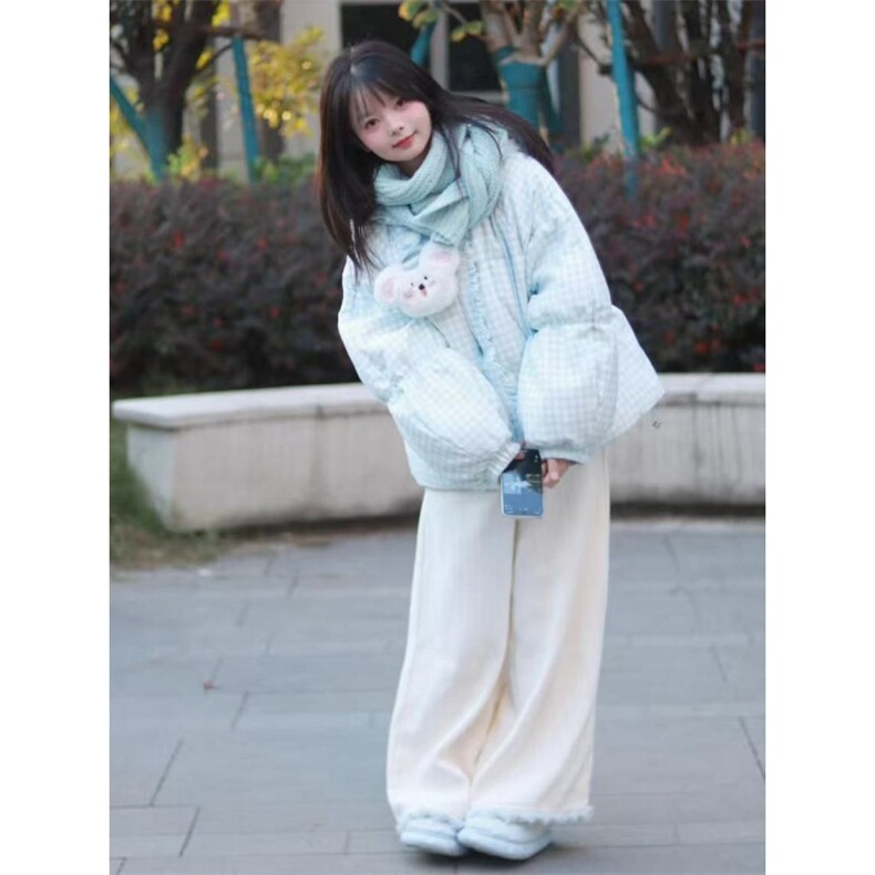 1506-1/M78271/P92学院风蓝白色格纹连帽外套棉服,男装棉衣,星座1506-1