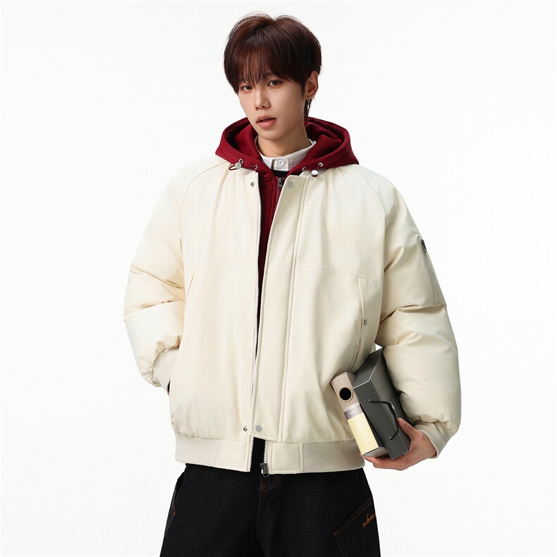 新款冬季大码羽绒棉服棉袄连帽假两件韩版宽松外套A436-2583-P95,男装棉衣,电商A436