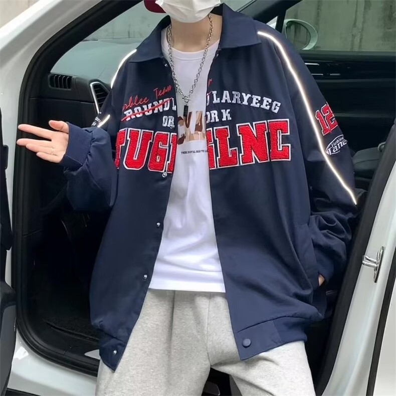 2023春秋季复古飞行员夹克外套韩版宽松美式男上衣服JK0068-P58图片