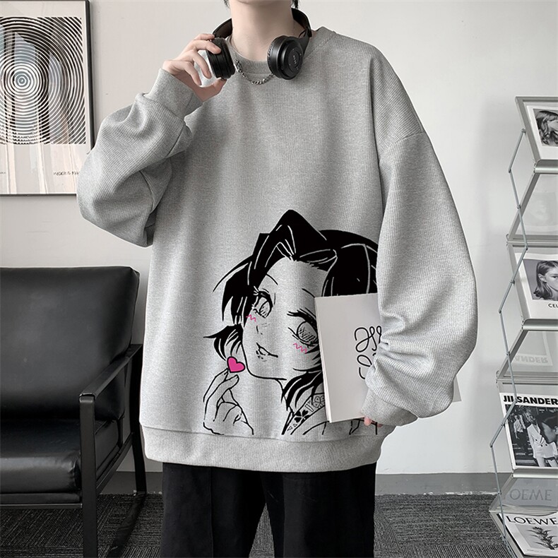 华夫格卫衣圆领卫衣男大码长袖t恤男外套HW76153-P30加绒款-P40,男装卫衣,电商A040