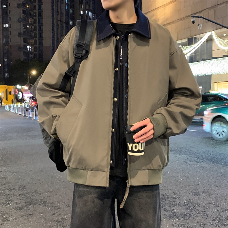 春季新款撞色拼接假两件翻领外套男休闲夹克JK02631-P80,男装夹克,星座308B-2