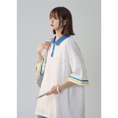 2025夏季新款拼接条纹蓝白色短袖polo杉T恤T1027/P45控59-100棉，男装T恤，电商A148-1