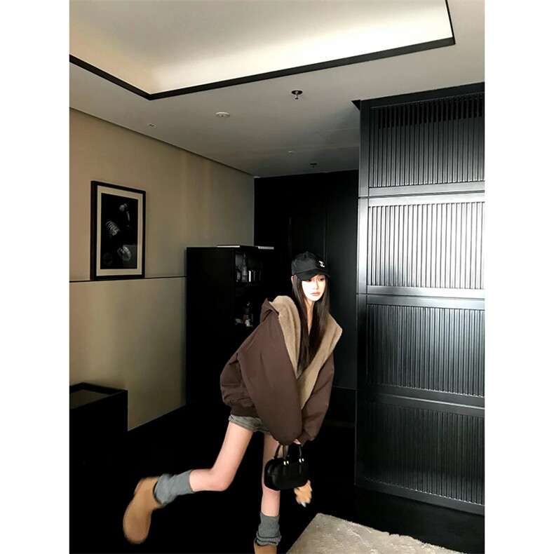 两面穿现货重磅短款座山雕棉衣男女双面穿毛毛绒棉服加厚外套图片