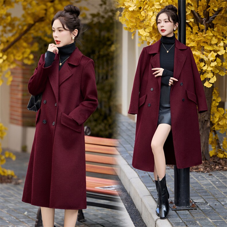 2024年冬季双面毛呢大衣羊毛气质长款，女装双面呢大衣，艾尚靓装