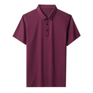 2023夏季新款潮流宽松翻领棉质半袖体恤衫中青年男装上衣服打底衫图片