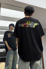 市场高端立体牙刷绣潮牌设计感冰丝短袖韩式潮流T恤半袖P55，男装T恤，电商B319