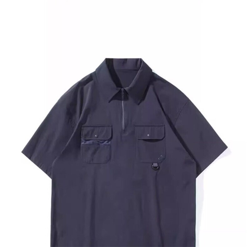 复古口袋工装衬衫男夏季短袖衬衣半拉链上衣Polo衫网图PA59-p42,男装T恤,星座302B