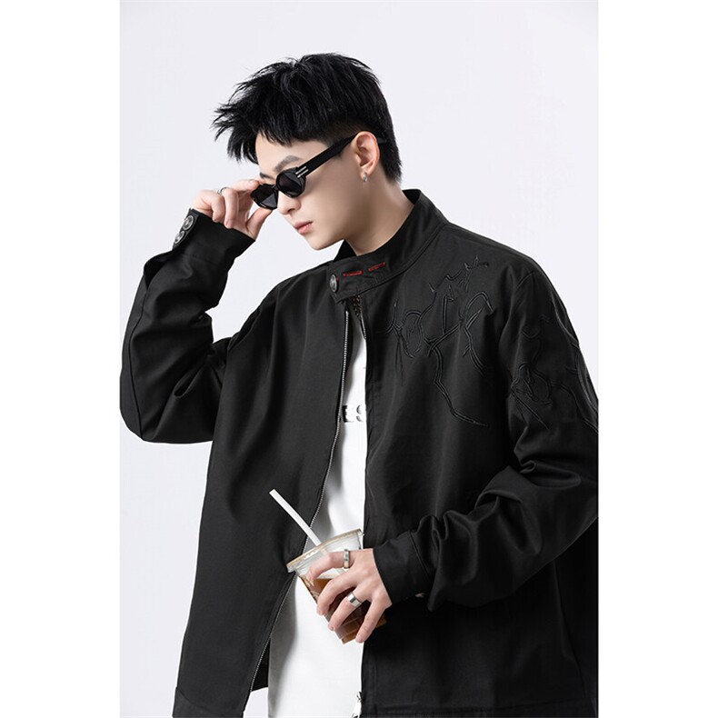 春季新款港风美式提花刺绣痞帅立领夹克男XZ213-JK1000-P88控118,男装夹克,星座213