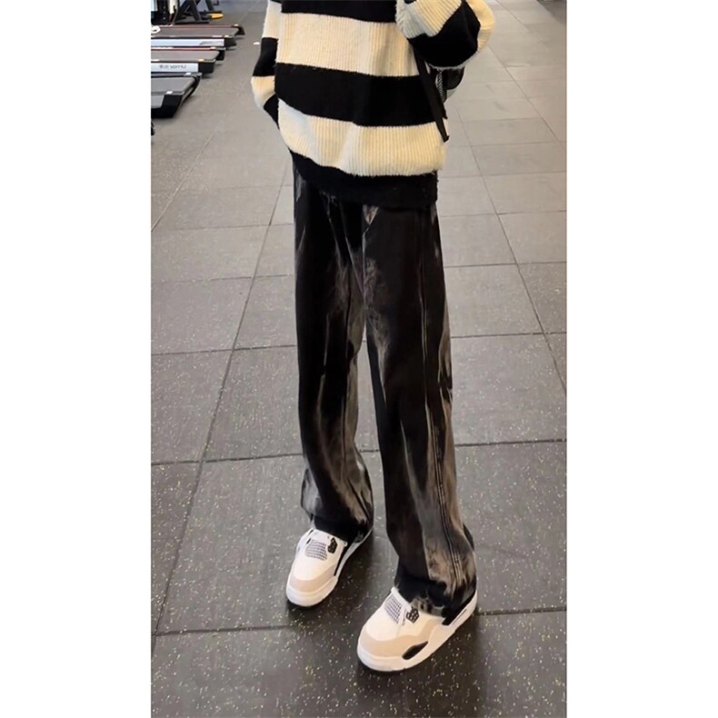 网图美式高街vibe小众扎染直筒牛仔裤货号K668P60,男装牛仔裤,电商A063