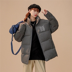 中性22冬季新款简约字母印花面包服立领加绒加厚棉服外套MY51P65，男装棉衣，A247A
