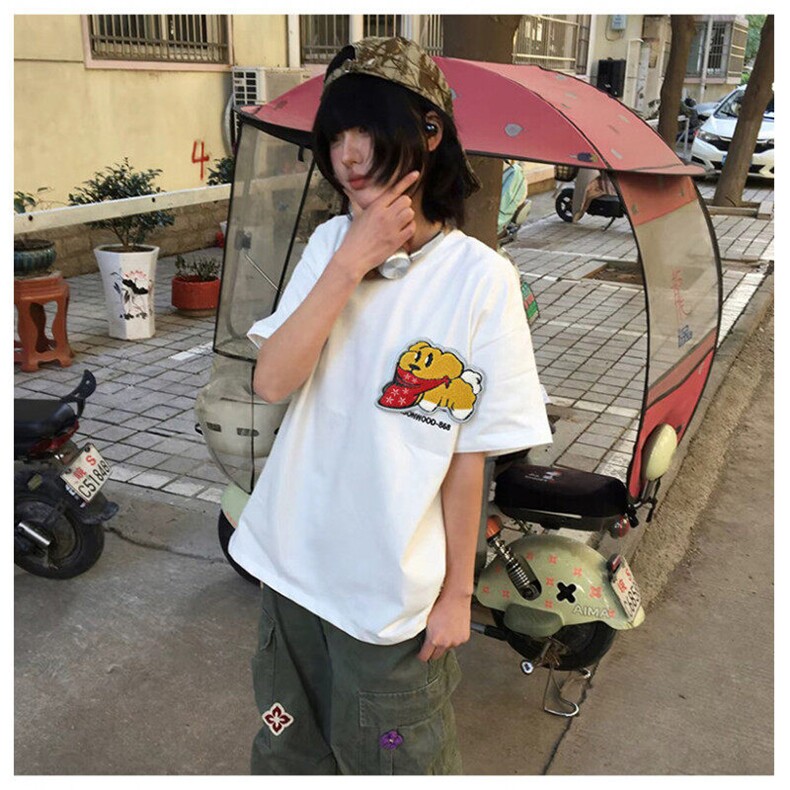 万针全刺绣工艺抖音得物高品质260克重磅纯棉双纱美式高街短袖T恤图片
