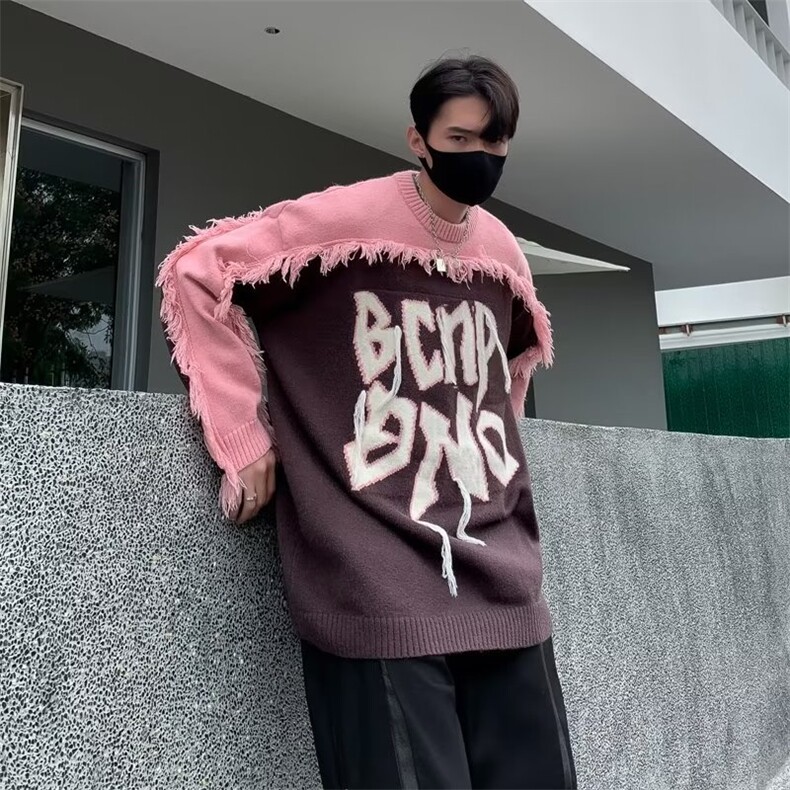 条纹毛衣日系慵懒复古男士针织衫秋冬季新款外套高级感线衣服,男装针织衫/毛衣,星座716-2