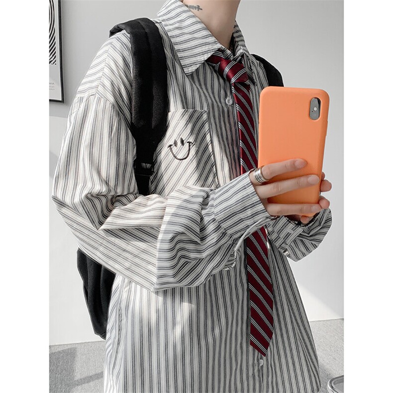 新款CS7145-P46特控78大码高品质美式刺绣笑脸衬衫外套防晒衣,男装衬衫,电商D232