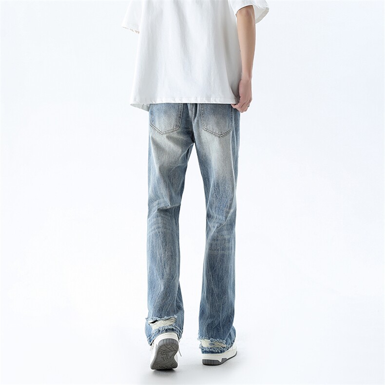 B221美式ins高街暗黑小众夏季重工艺破洞牛仔裤LK24178-P65控88,男装牛仔裤,电商B221