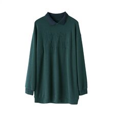 时尚中长款假两件刺绣卫衣女宽松显瘦百搭休闲上衣，女装卫衣/绒衫，简韵佳