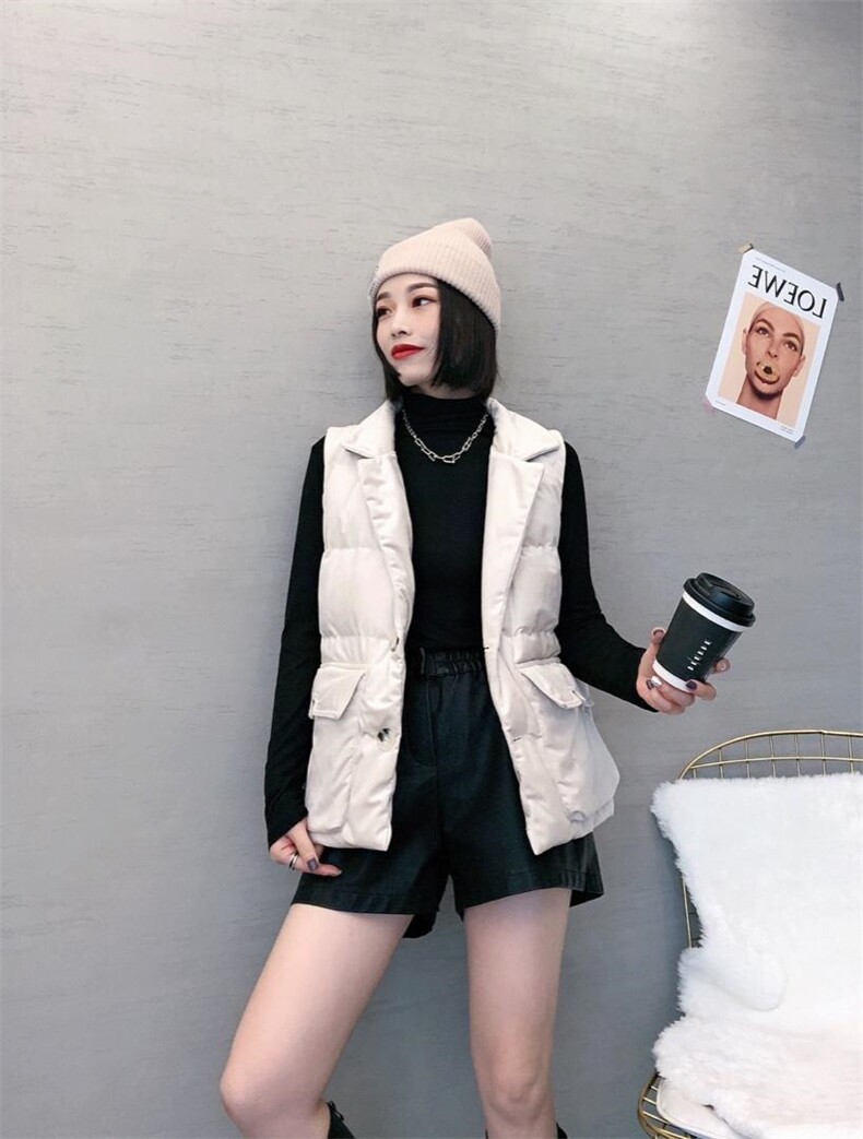 DG827休闲时尚丝绒大口袋立领百分百羽绒马甲,女装马甲,L·H·X