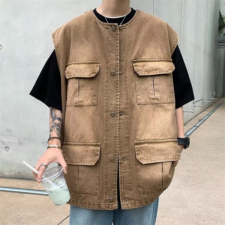 牛仔马甲男韩版潮流高街帅气2023夏季新款ins宽松外套W4843-P49,男装背心/马甲,星座412-2