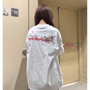 万针全刺绣工艺抖音得物高品质260克重磅纯棉双纱美式高街短袖T恤图片